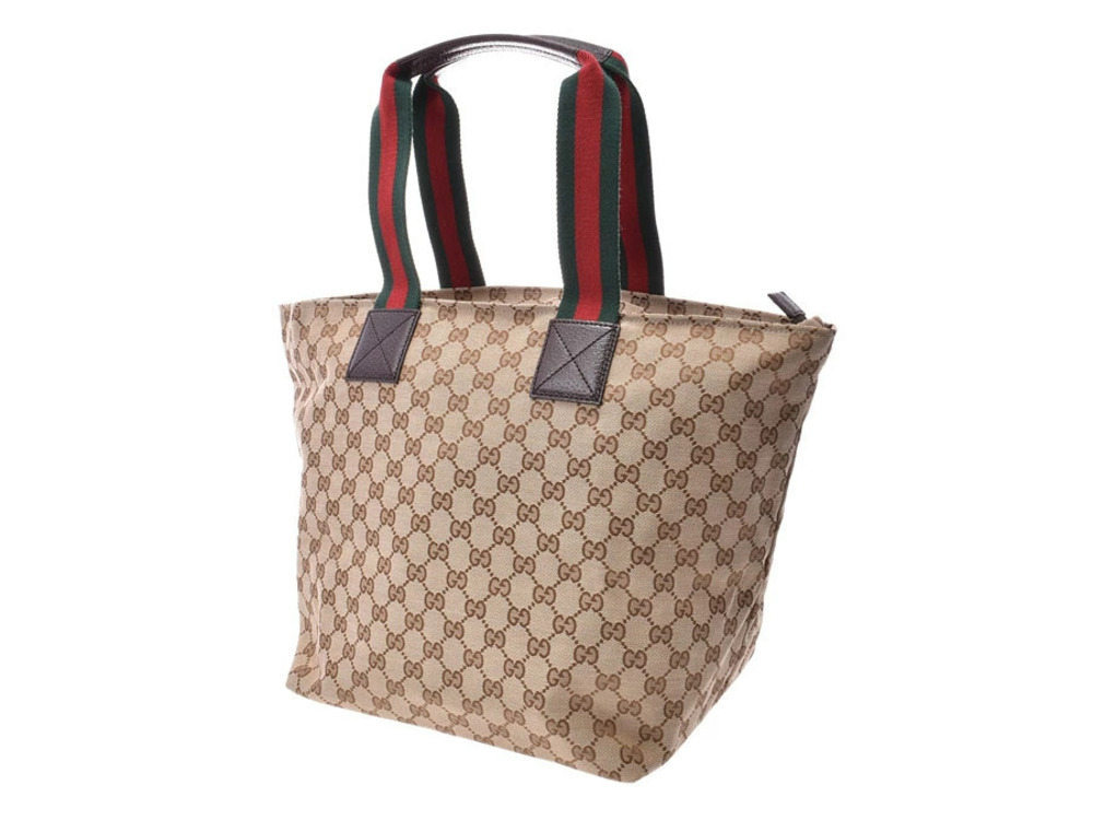 Gucci beige canvas GG bag Webbing tote Tan